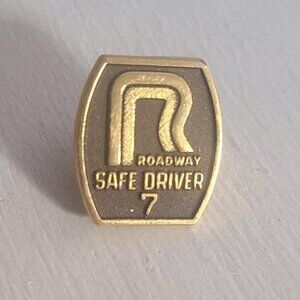 Roadway Express Safe Driver Award Vintage Lapel Jacket Pin - Trucking Employee